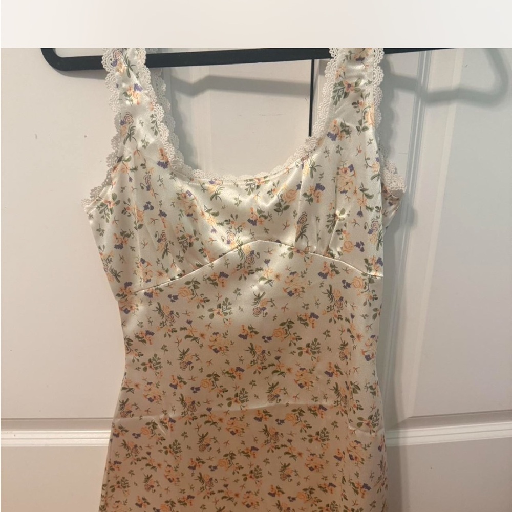 Princess Polly Floral Mini Dress - Cream and Orange